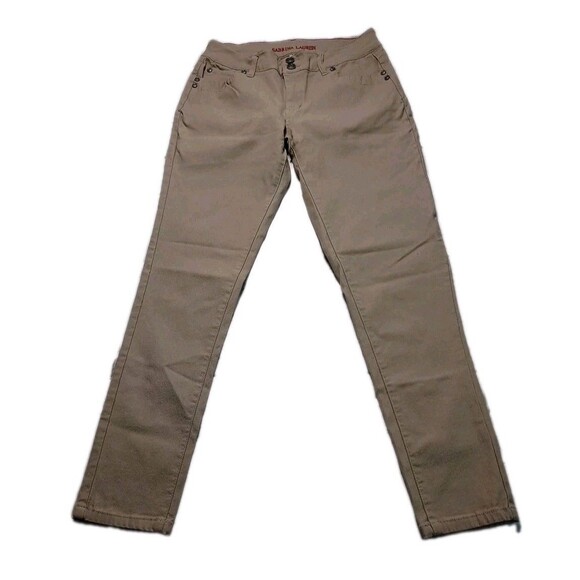 Sabrina Lauren tan stretchy five pocket double button and zip cropped jeans 8 - Picture 2 of 11